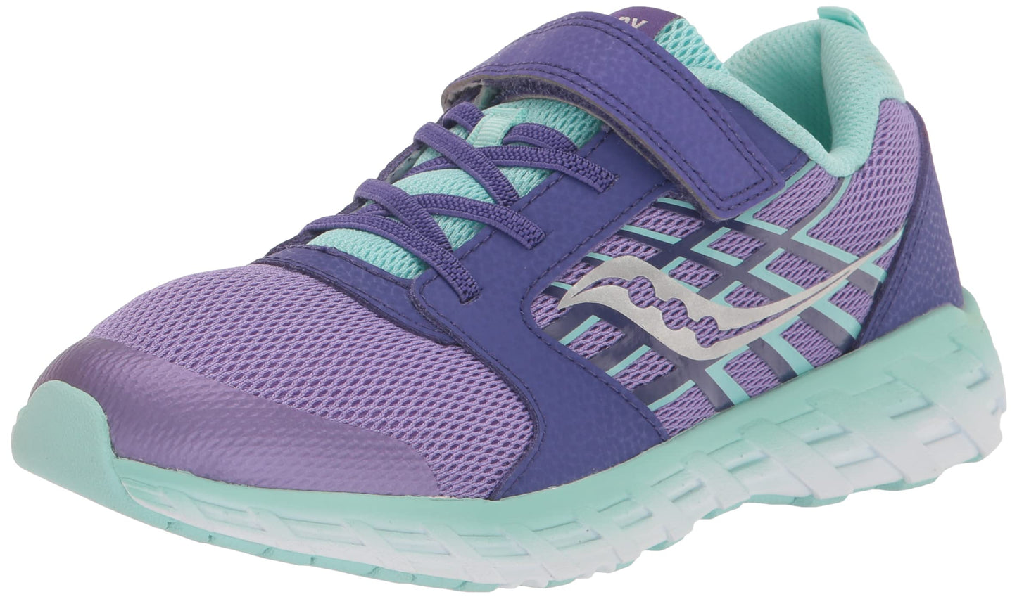 Saucony Wind Alternative Closure 2.0 Running Shoe, Purple/Turq, 4 US Unisex Big Kid