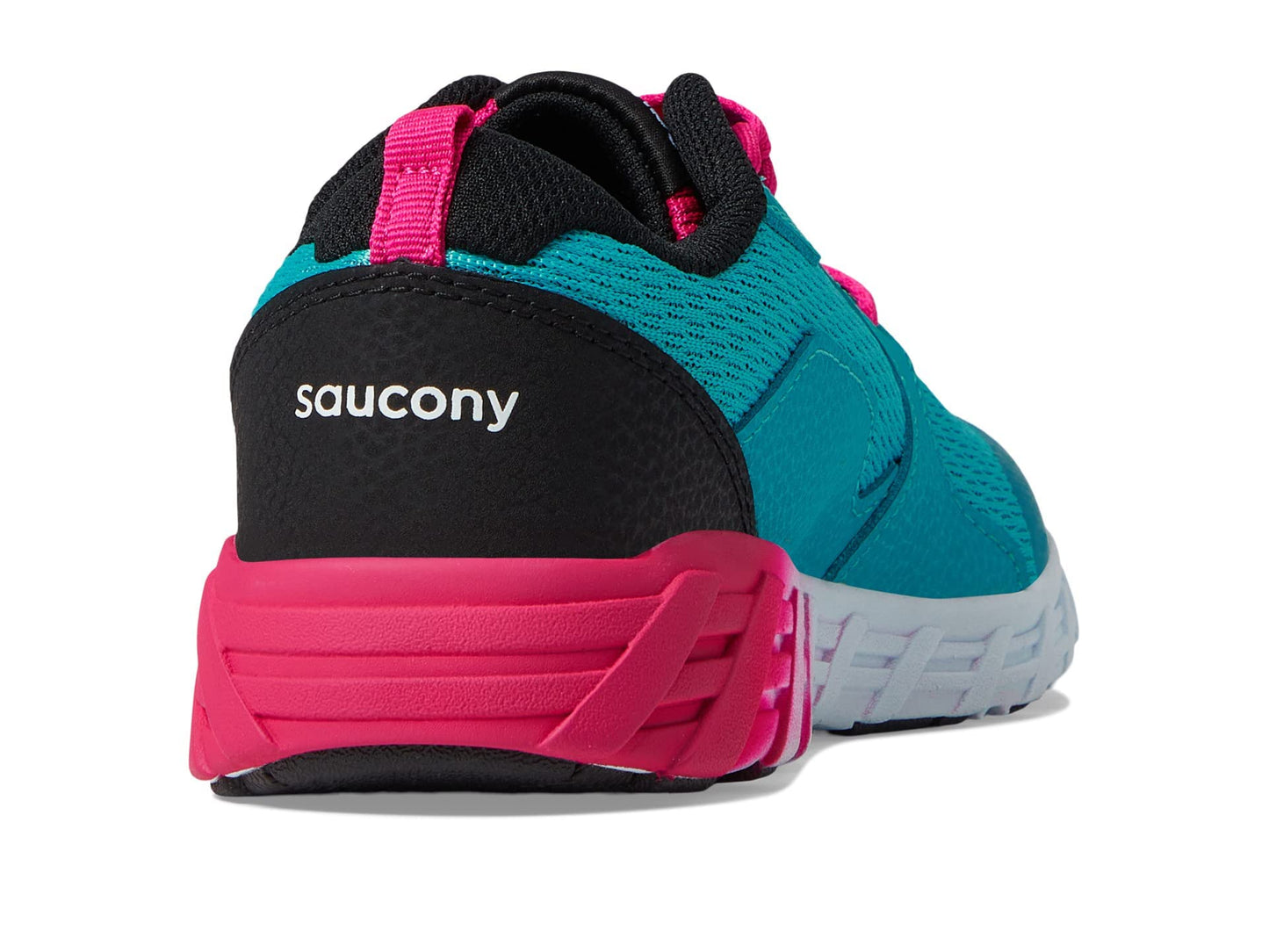 Saucony Wind 2.0 Running Shoe, Turq/Pink/Black, 4.5 US Unisex Big Kid