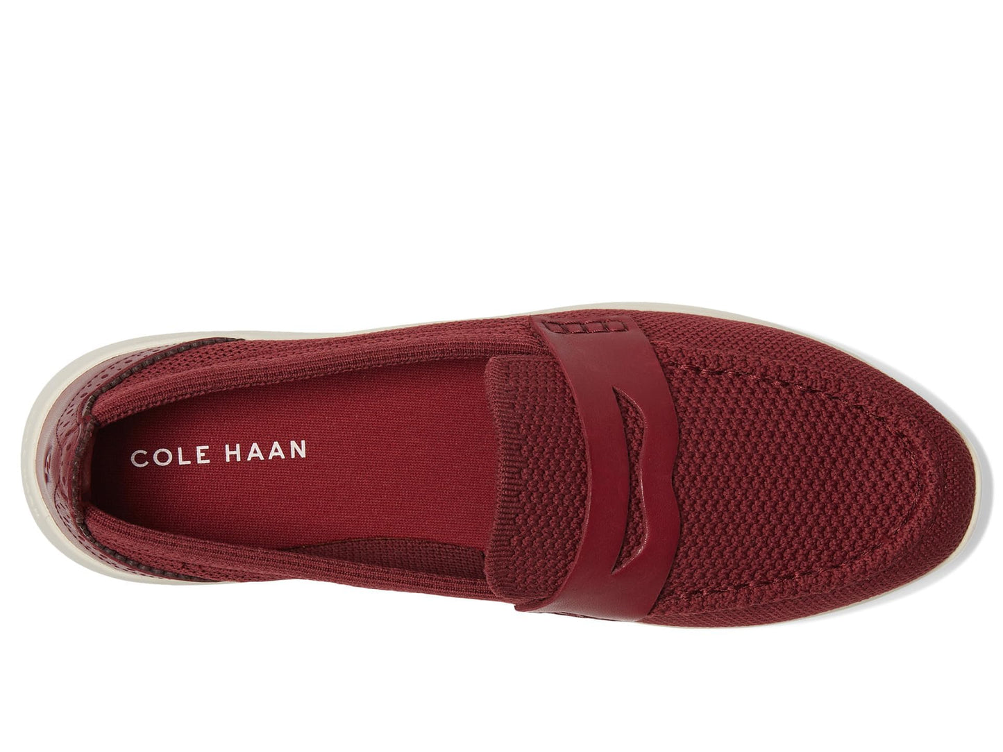 Cole Haan Womens Zerogrand Meritt Stitchlite Loafers, Black Cherry Knit/Ivory, 7 Medium