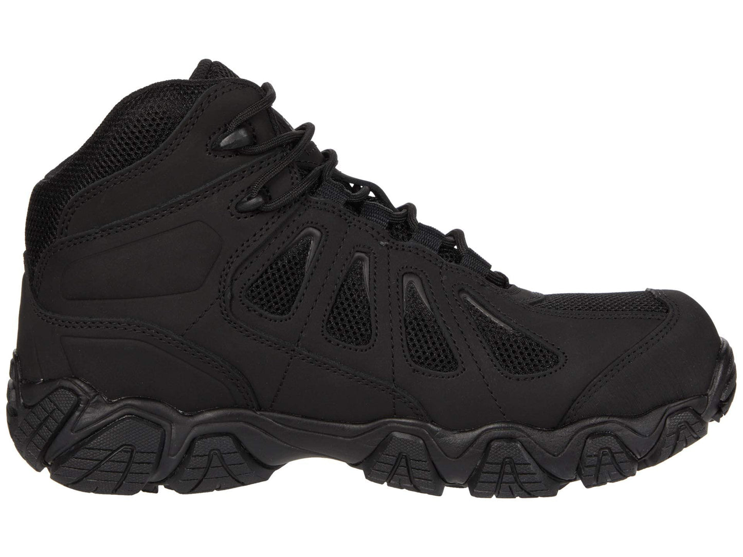 Thorogood Crosstrex Mid Waterproof Hiking Boots for Men - Lightweight Black Leather and Mesh with Toe, Comfort Insole, and Athletic Traction Outsole, Black/Grey - 11 M