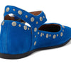 Free People Mystic Mary Jane Flat Shoes for Women - Leather Upper & Lining - Synthetic Outsole - Square Toe Electric Blue Suede EU 36.5 (US Women's 6.5) M