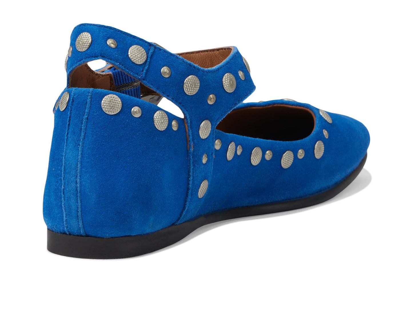 Free People Mystic Mary Jane Flat Shoes for Women - Leather Upper & Lining - Synthetic Outsole - Square Toe Electric Blue Suede EU 36.5 (US Women's 6.5) M