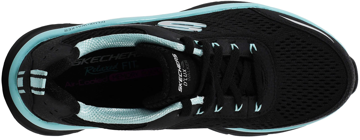 Skechers Women's D'lux Walker-Infinite Motion Sneaker, Black Aqua, 6.5 UK