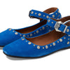 Free People Mystic Mary Jane Flat Shoes for Women - Leather Upper & Lining - Synthetic Outsole - Square Toe Electric Blue Suede EU 36.5 (US Women's 6.5) M