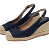 Cole Haan Women's Cloudfeel Espadrille Wedge Sling 80 mm II Platform, Navy Blazer Linen, 7