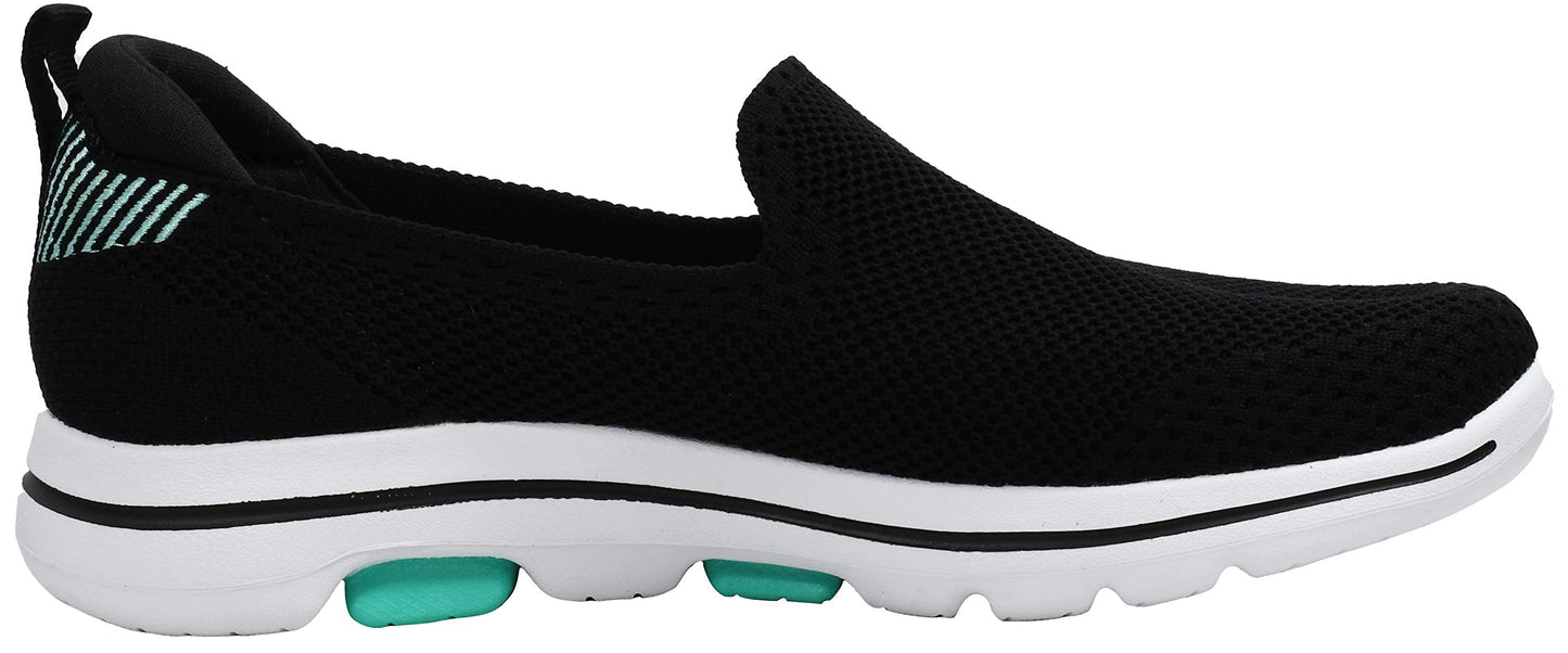Skechers Women's GO Walk 5-Prized Sneaker, Black/Aqua, 9.5 M US