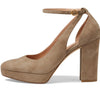 Cole Haan Women's Remi Platform Ankle Strap 100 mm Pump, Irish Coffee Suede, 8.5