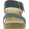 BORN Womens Buckle Leather Wedge Sandals Blue 7 Medium (B,M)