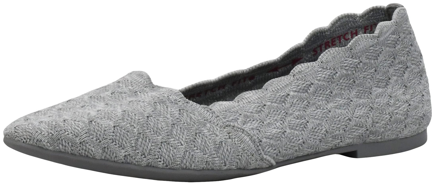 Skechers Women's Cleo-Honeycomb Ballet Flats, Light Grey, 9.5