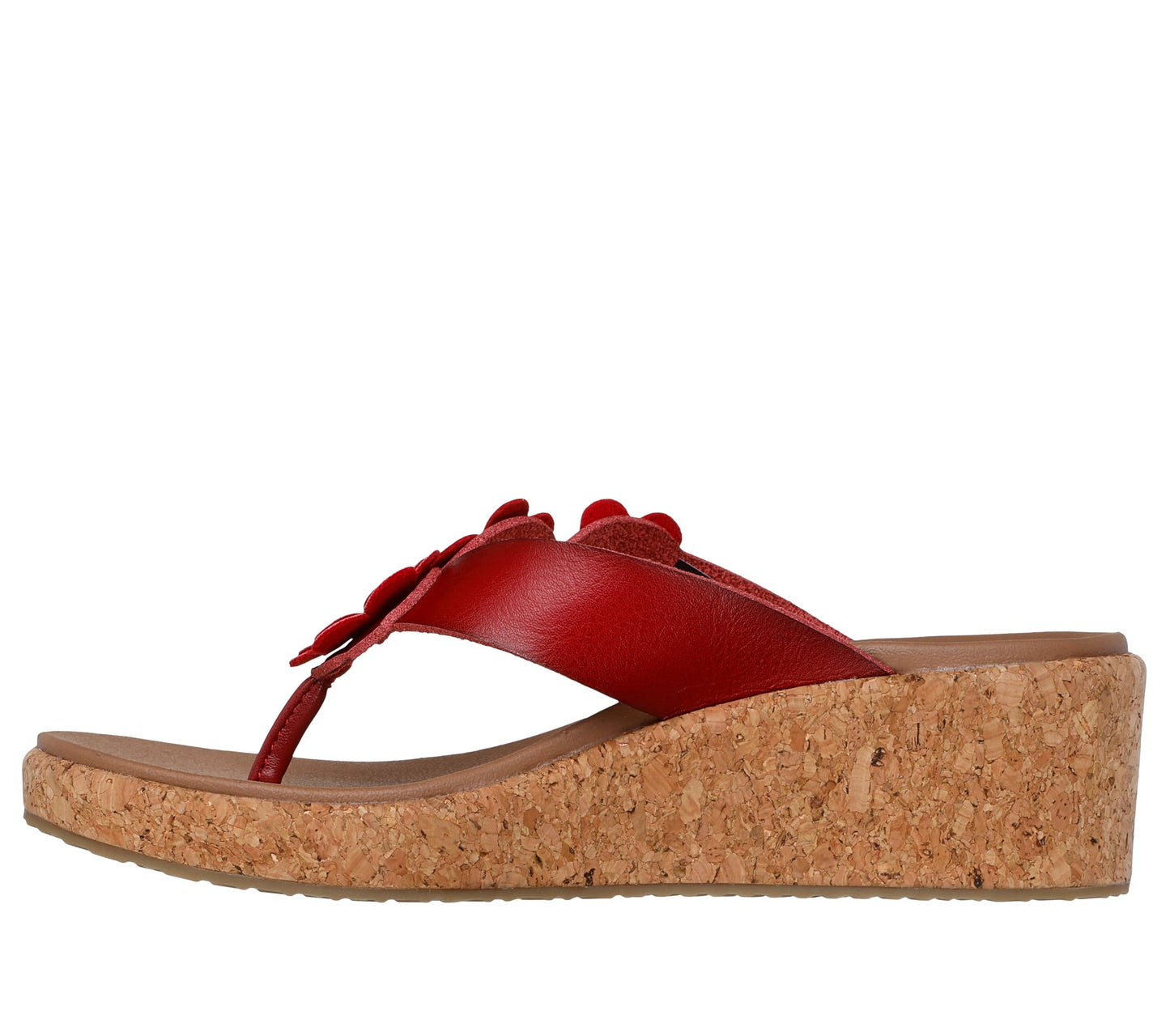 Skechers Women's ARCHFIT BEVERLEE - RARE BLOSSOM, Floral Applique Thong, RED, 9M