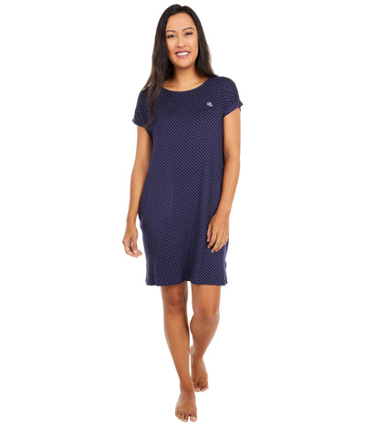 Lauren Ralph Lauren Rayon Spandex Jersey Dolman Sleeve Sleep Tee Navy Dot SM (US 4-6)