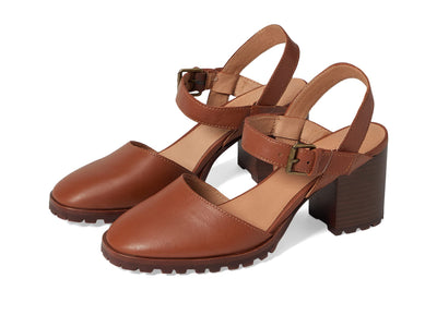 Madewell The Claudie Heeled Lugsole Mary Jane in Leather - Ankle Strap with Buckle Closure, and Stylish Women's Sandals Dried Maple 9 M