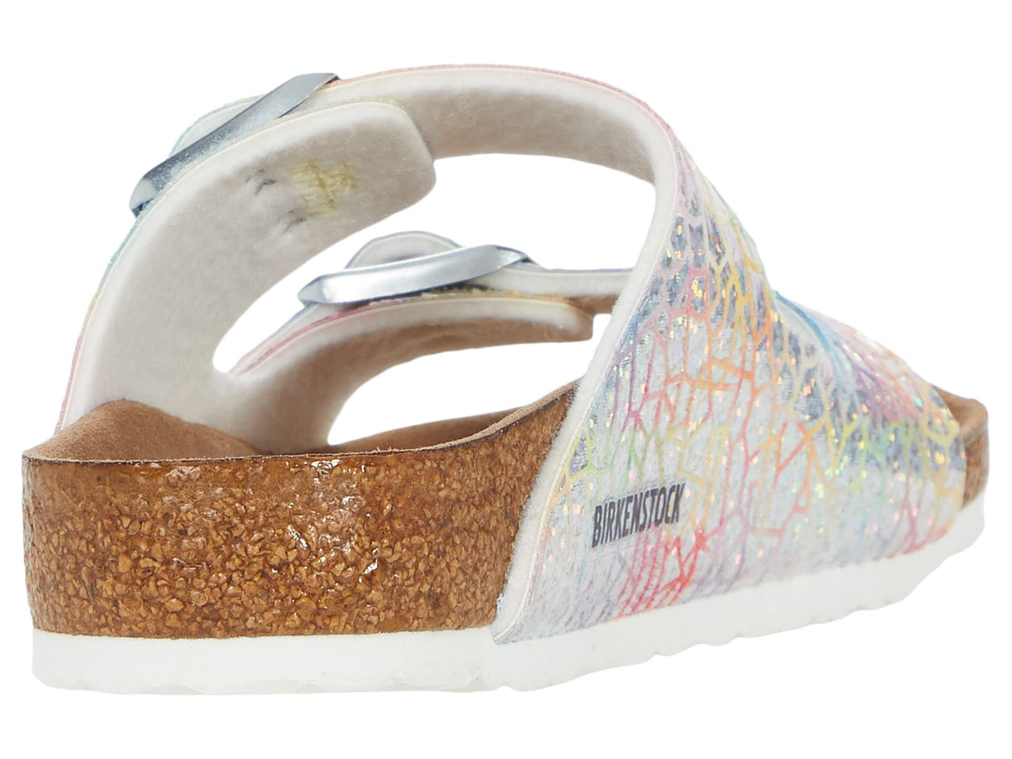 Birkenstock Girl's Arizona Veg Flashy (Toddler/Little Kid/Big Kid) Hologram Silver Microfiber EU 27 (US 9-9.5 Toddler) Narrow