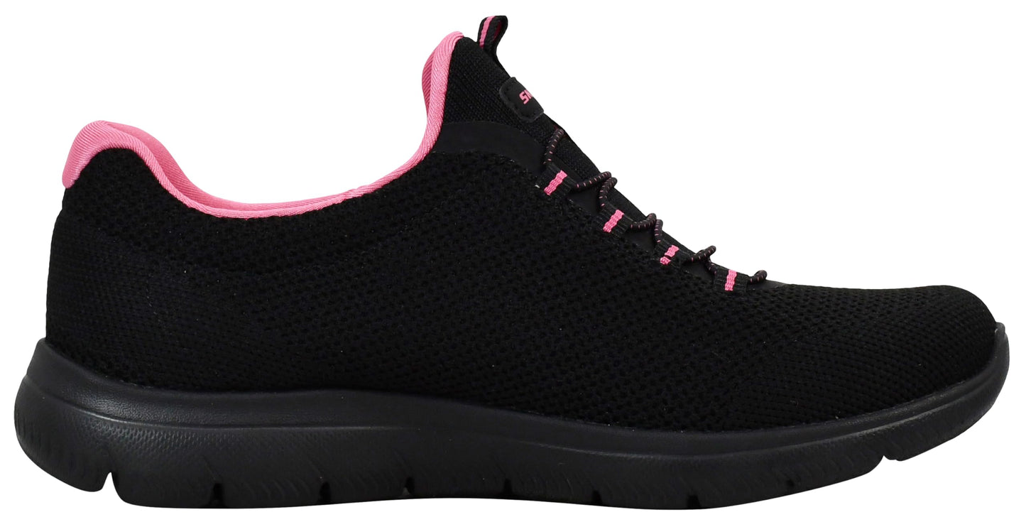Skechers Women's Summits - Cool Classics Shoes, Black/Hot Pink, 6 M