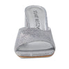 Stuart Weitzman Tia 85 Flareblock Slide Silver 7 B