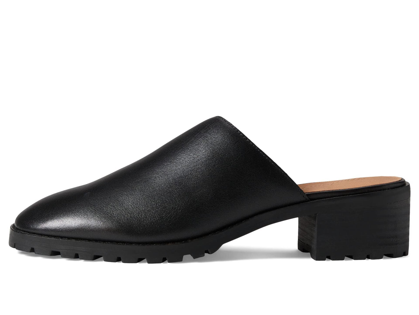 Madewell The Mindy Lugsole Mule in Leather True Black 9 M