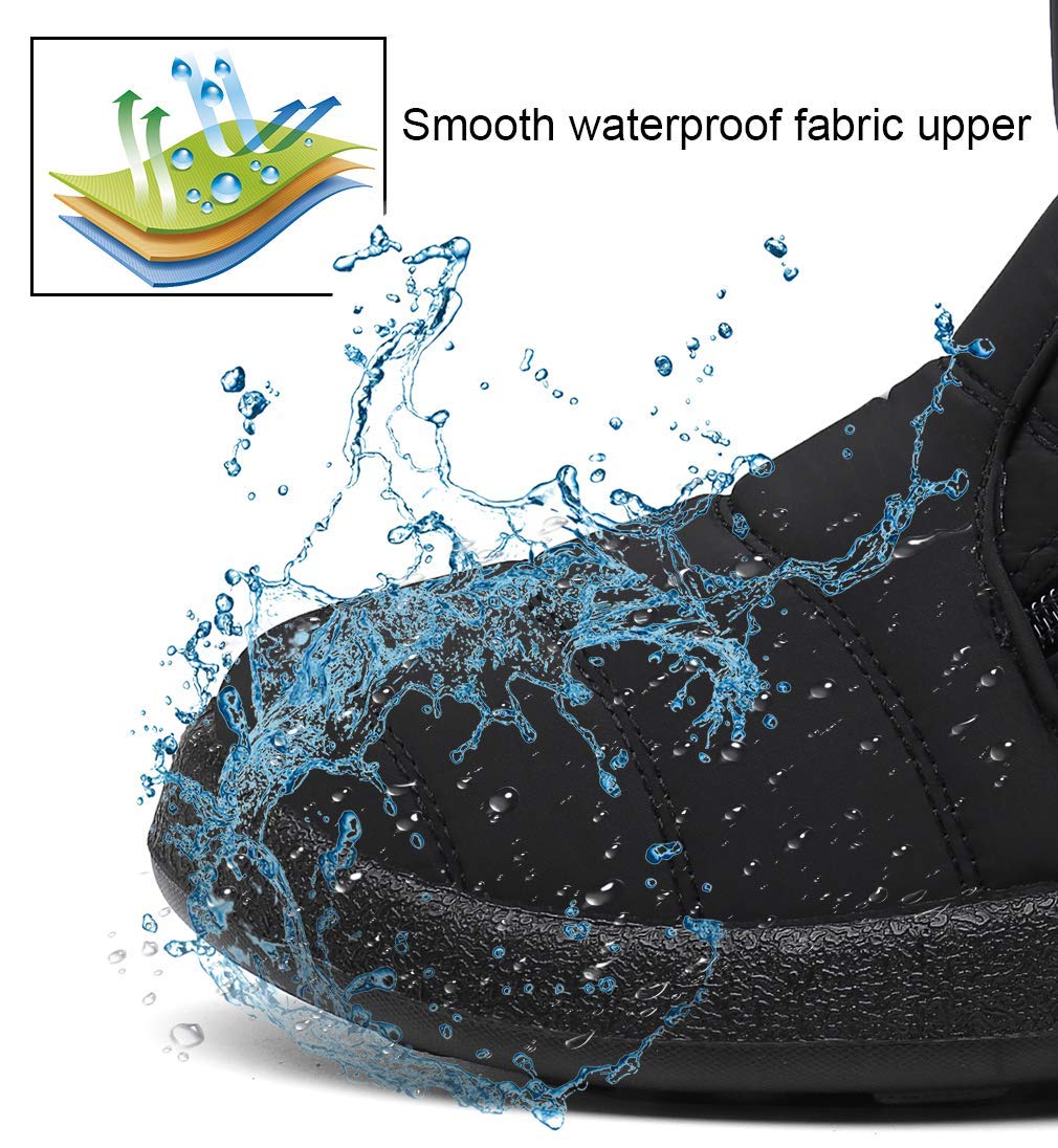 Hsyooes Womens Warm Fur Lined Winter Snow Boots Waterproof Ankle Boots Outdoor Booties Comfortable Shoes for Women,Black,11 M US=Label Size 43