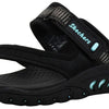 Skechers womens Reggae - Seize the Day - Toe Thong Sandal, Black/Aqua, 7 M US