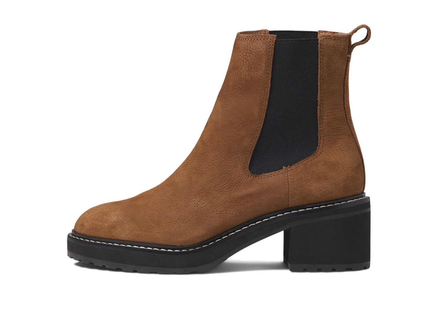 Madewell The Carina Platform Chelsea Boots for Women - Pull Tab On The Back, Leather Upper, and Low Platform Heel Burled Wood 9 M