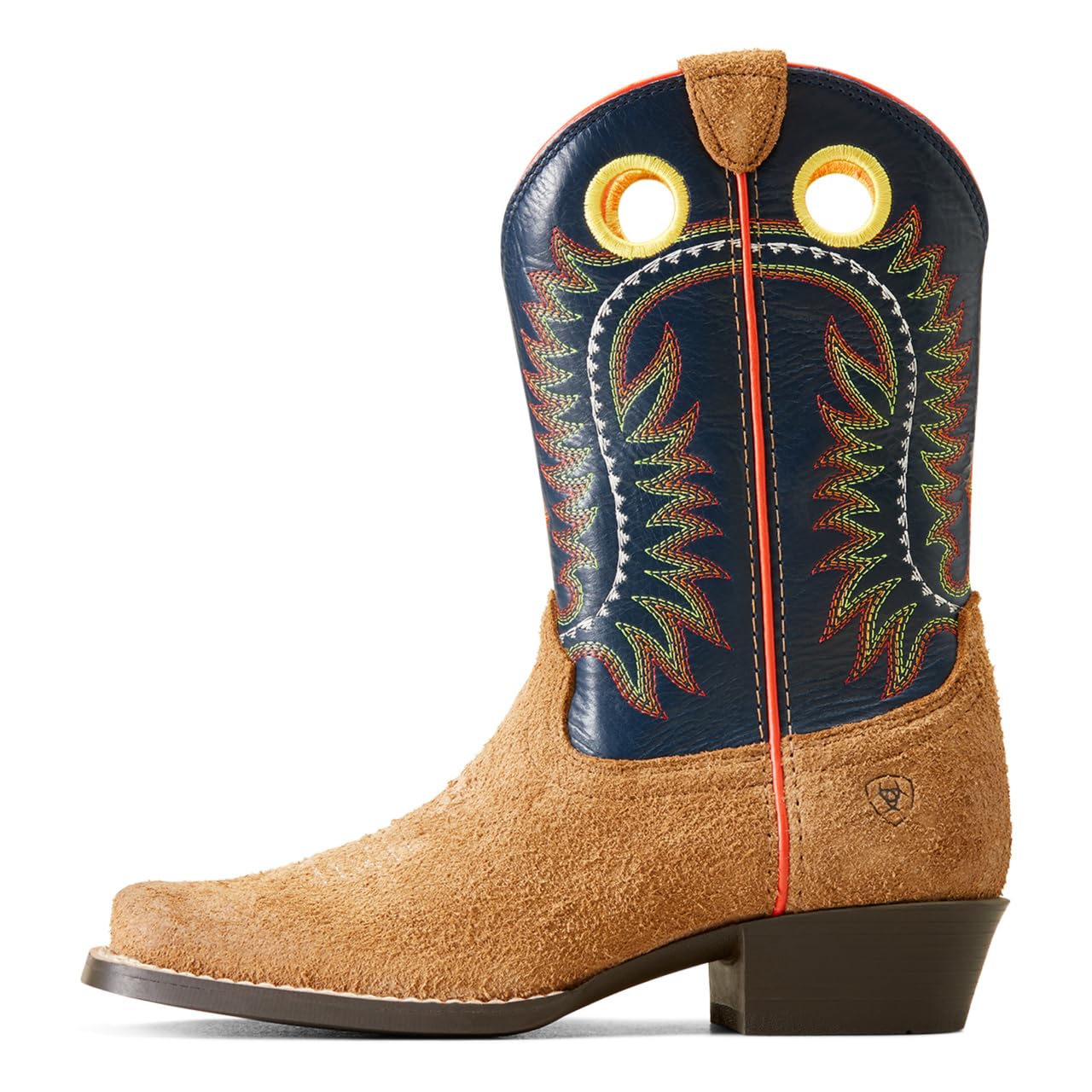 ARIAT Unisex-Kids Derby Monroe Western Boot - Terracotta Roughout/Royal Gold Metallic, 11 Medium
