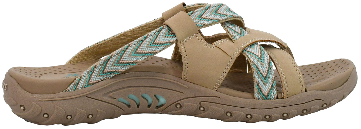 Skechers Womens Reggae - Soundstage Slide Multi-Strap Sandal, Taupe, 11 M US