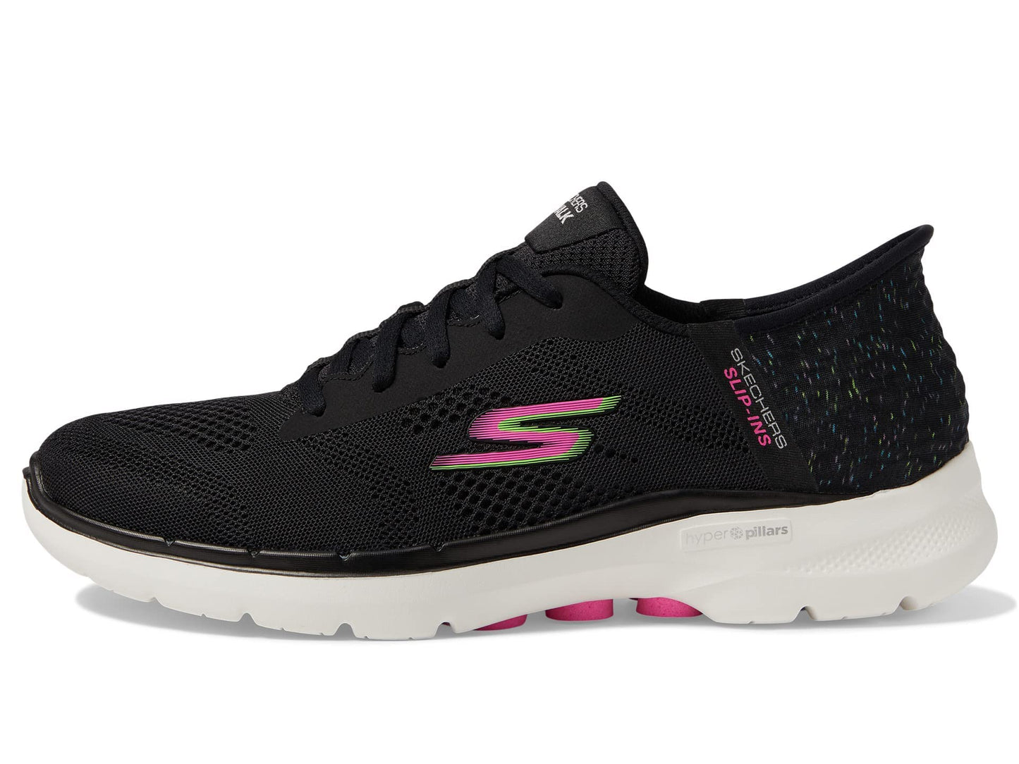 Skechers Go Walk 6 Vivid Idea Hands Free Slip-Ins Black/Multi 9 B (M)