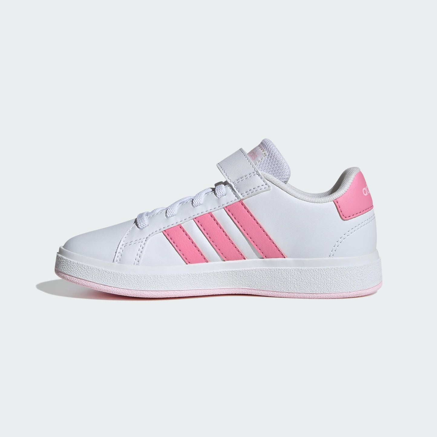 adidas Girl's Grand Court 2.0 Elastic (Little Kid/Big Kid) White/Bliss Pink/Clear Pink 4.5 Big Kid M