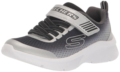Skechers Kids Boys Microspec - Zorva Sneaker, Black/Silver, 4.5 Big Kid