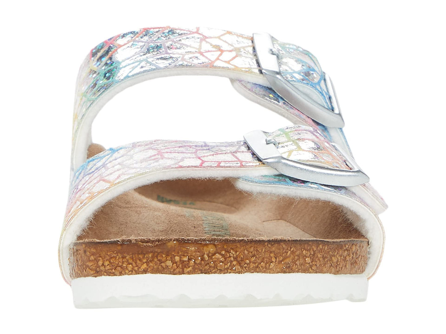 Birkenstock Girl's Arizona Veg Flashy (Toddler/Little Kid/Big Kid) Hologram Silver Microfiber EU 27 (US 9-9.5 Toddler) Narrow
