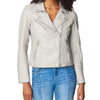 [BLANKNYC] womens Luxury Clothing Semi Fitted Vegan Leather Motorcycle Jacket, On the Rocks, X-Small US