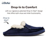 OLUKAI Ku'una Lanui Women's Slipper, Soft Velvet & Dual-Density PU Footbed for All-Day Comfort, Breathable & Supportive Drop-In-Heel, Cute & Casual Slip-On Design, Trench Blue/Trench Blue, 6