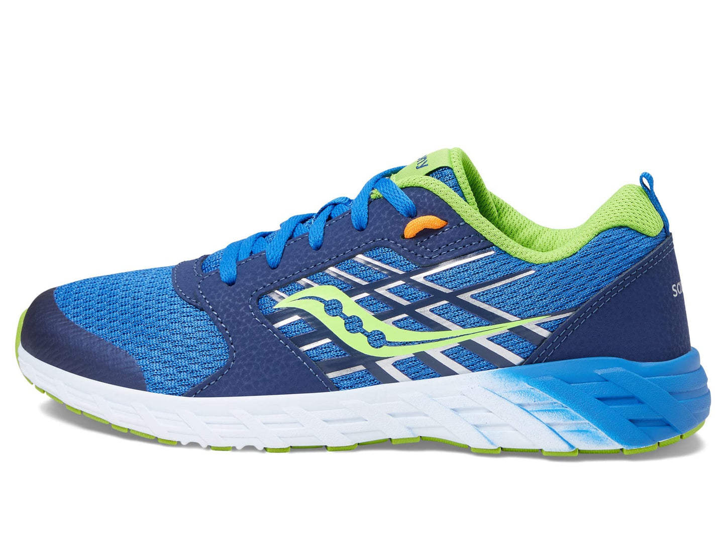 Saucony Wind 2.0 Running Shoe, Blue/Green, 2 Wide US Unisex Big_Kid