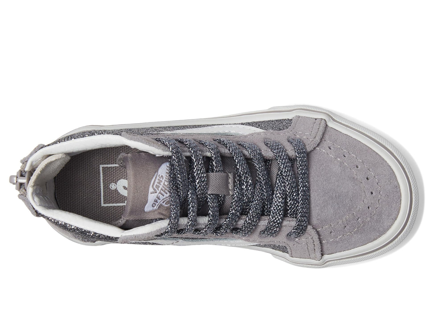 Vans SK8-Hi Zip (Little Kid) Sneaker, Glitter Gunmetal, 1 US Unisex