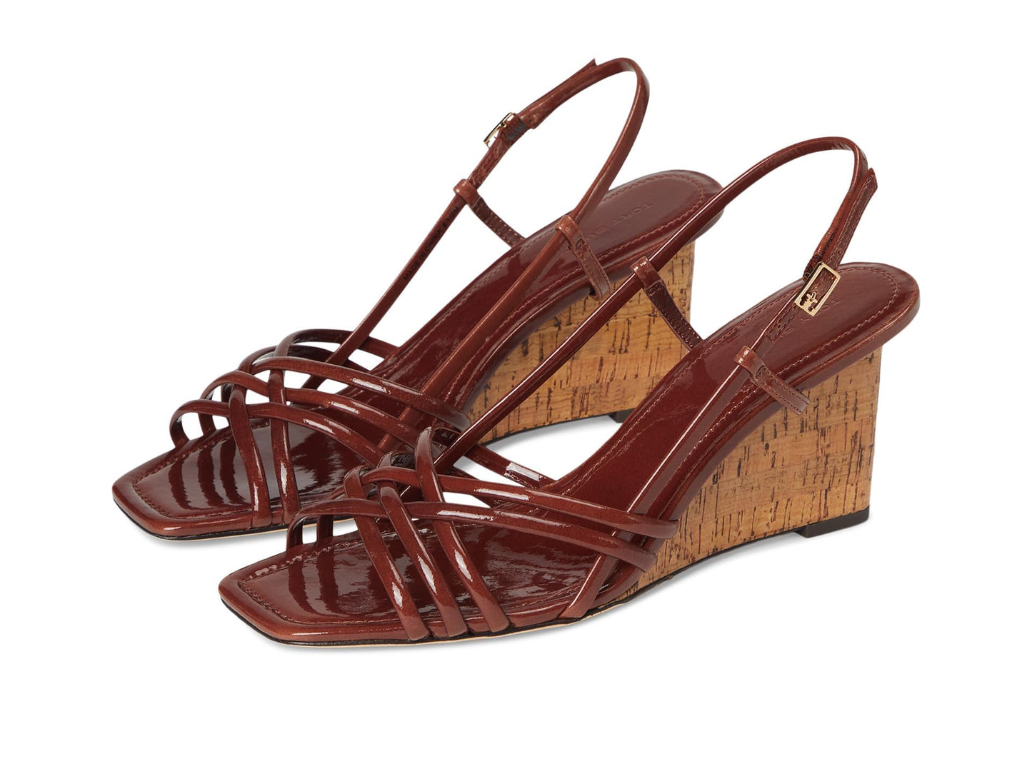 Tory Burch Women's Multi Strap Wedge Sandals 75mm Russet Brown/Russet Brown 9 Medium
