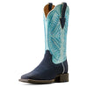 ARIAT Women's Round Up Ruidoso Western Boot, Coastal Blue/Midnight In Marfa Roughout, 11