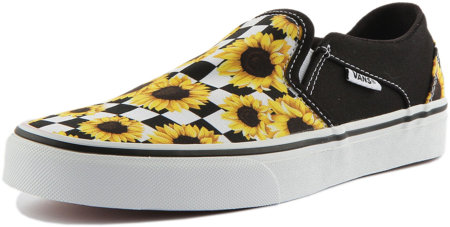 Vans Women's WM Asher Sneaker, Sunflower Checker Multi White, 6