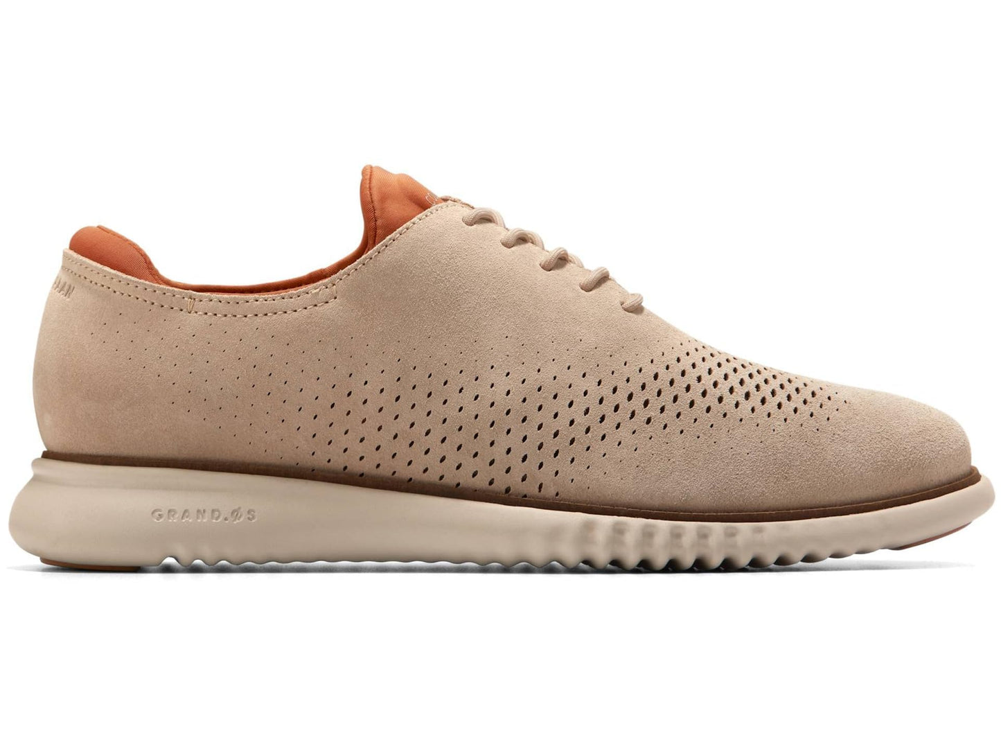 Cole Haan Men’s Shoes - 2.Zerogrand Casual Lightweight Leather Laser Wingtip Oxford, Sesame Suede/Silver Lining, 9.5-M US