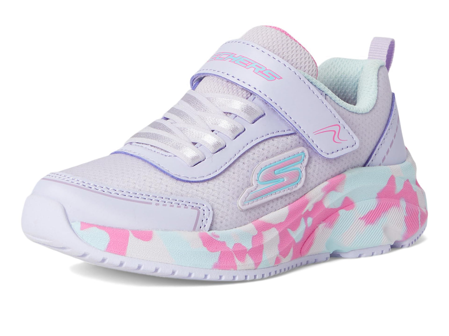Skechers Kids Girls Skechers Elite Sport Tempo-Statement Swirl Sneaker, Lavender/Multi, 1 Little Kid