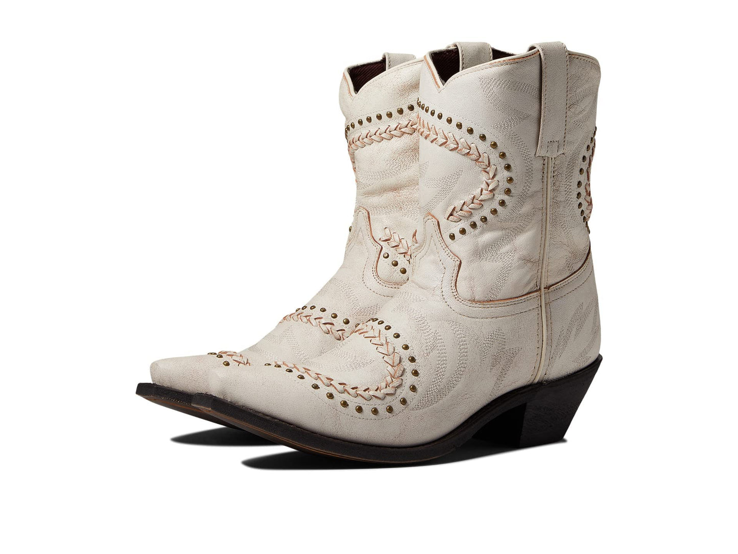Laredo Women's Bone Embellished Booties Snip Toe Off White 8.5 M