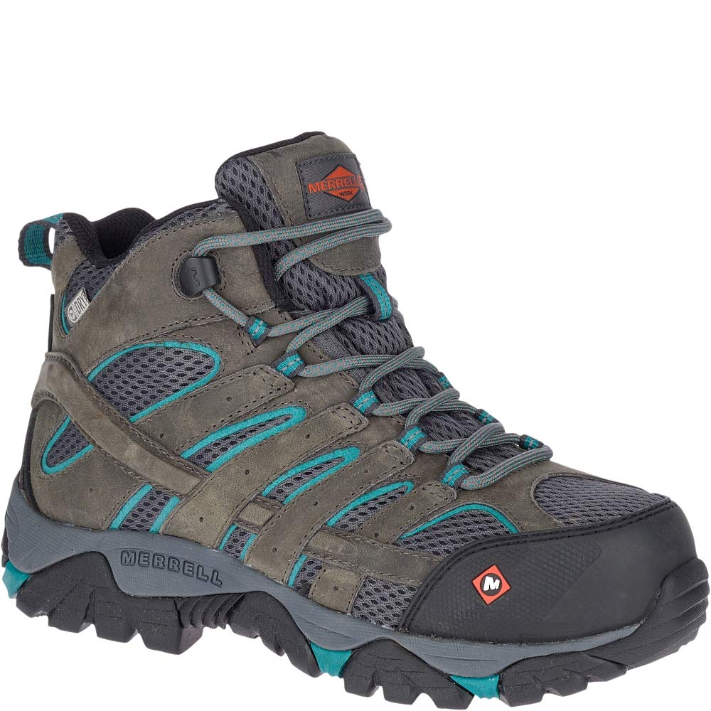 Merrell Women's Moab Vertex Mid Waterproof Composite Toe Construction Boot, Pewter, 9.5