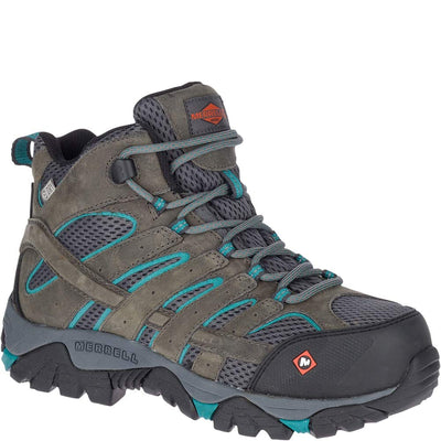 Merrell Women's Moab Vertex Mid Waterproof Composite Toe Construction Boot, Pewter, 9.5
