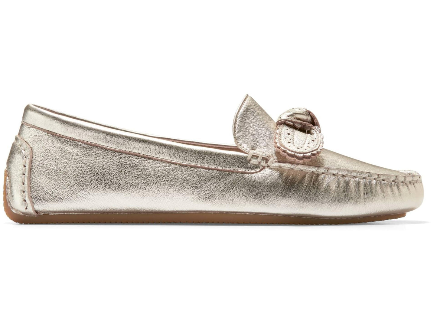 Cole Haan Women's Bellport Bow Driver, Soft Gold Leather, 9 B Medium
