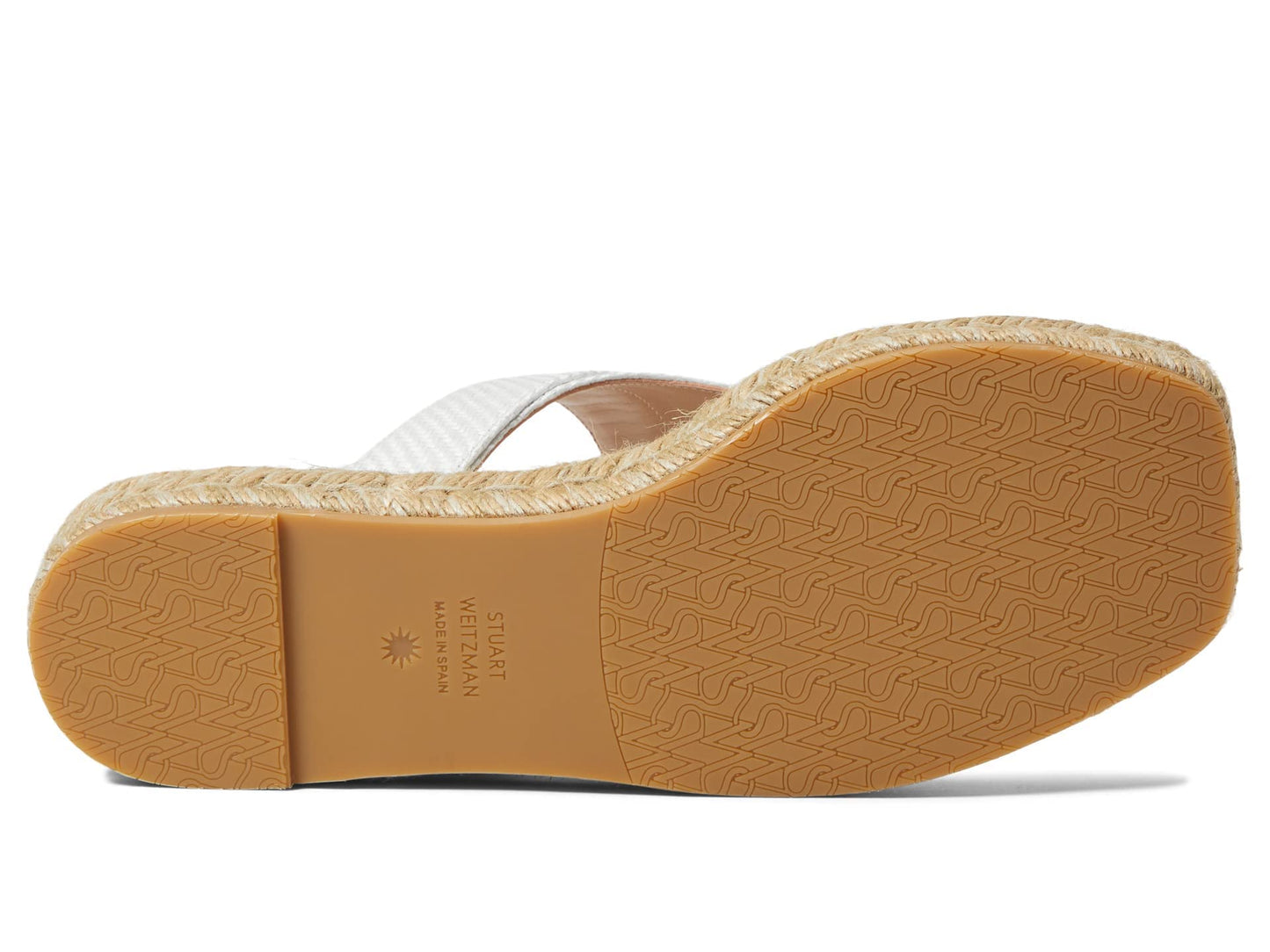 Stuart Weitzman Pearl Buckle Espadrille Sandal Cream 9 M
