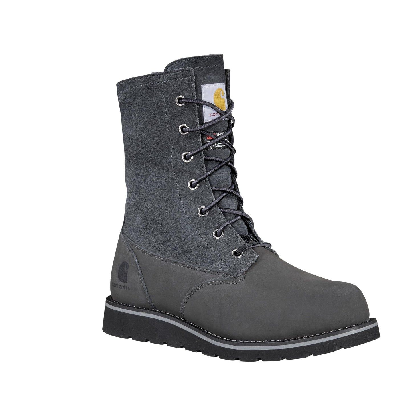 Carhartt Women's Waterproof 8" Sherpa Lined Fold Down Winter Wedge Boot, Dark Grey - 11 M