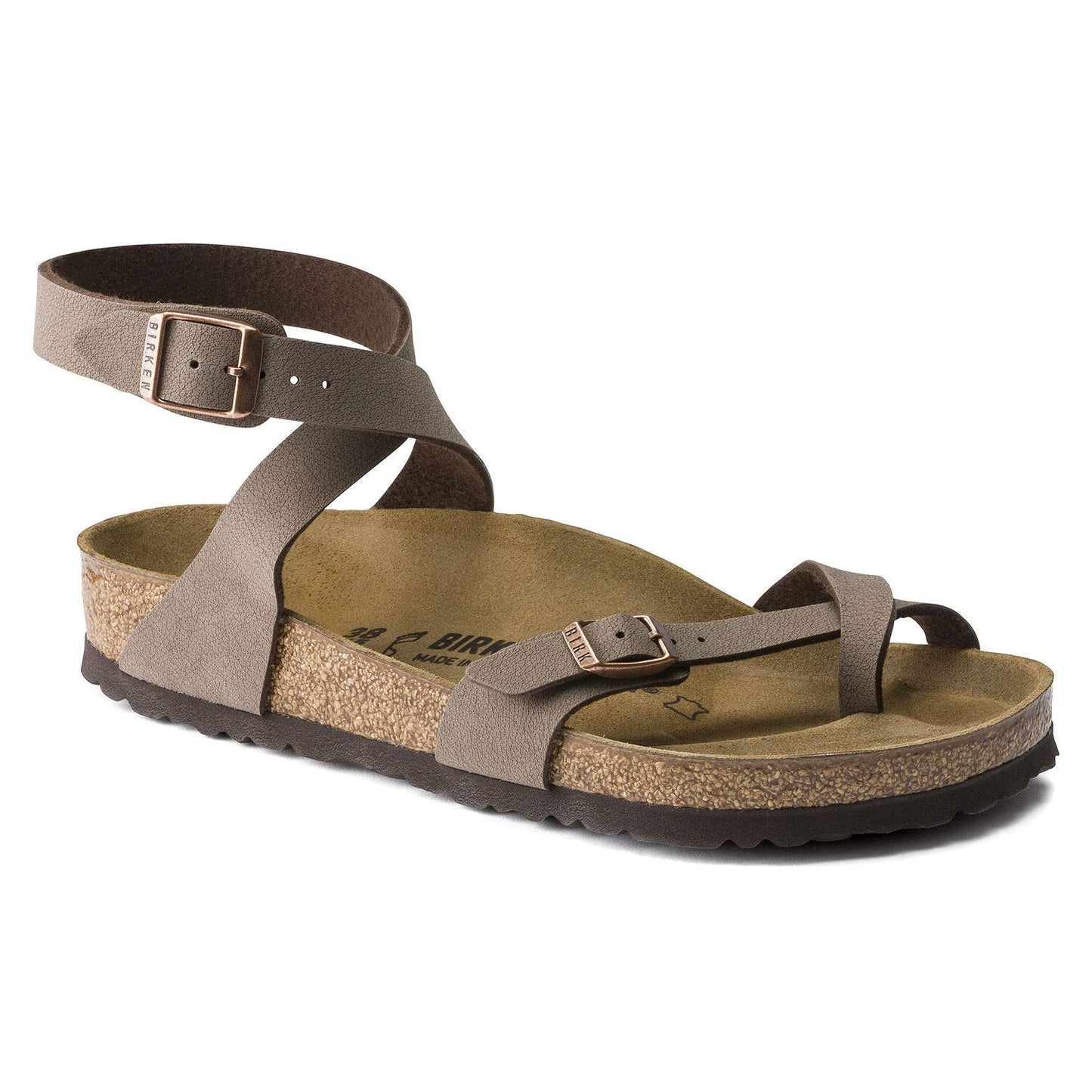 Women's Birkibuc Yara Leather Sandal in Mocha by Birkenstock