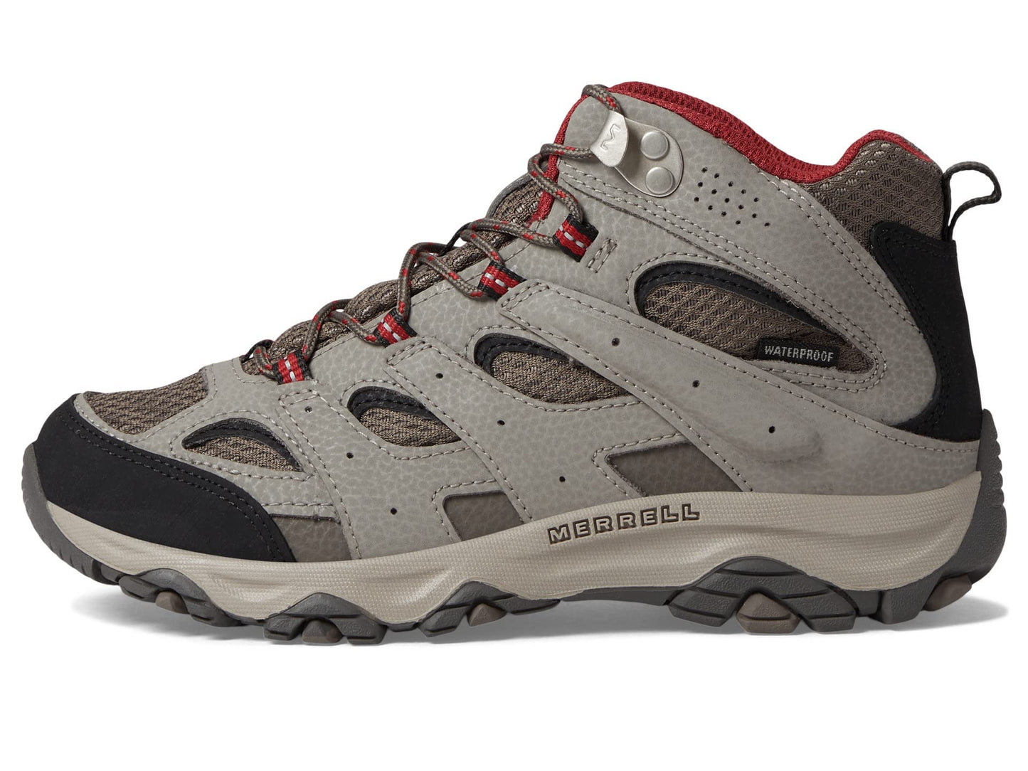 Merrell Unisex Kid's Moab 3 Mid Waterproof Hiking Shoe, Boulder/RED, 2 Wide