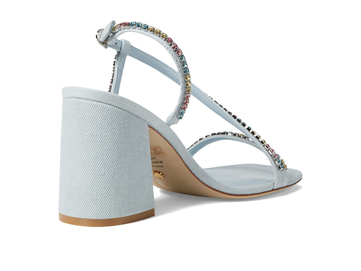 Stuart Weitzman Soiree Crystal 85 Block Sandal Light/Multi 8.5 B