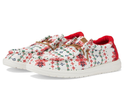HEYDUDE Wally Youth Ugly Sweater Cream Size 1 | Kids Shoes | Kids Slip-on Loafers | Comfortable & Light-Weight