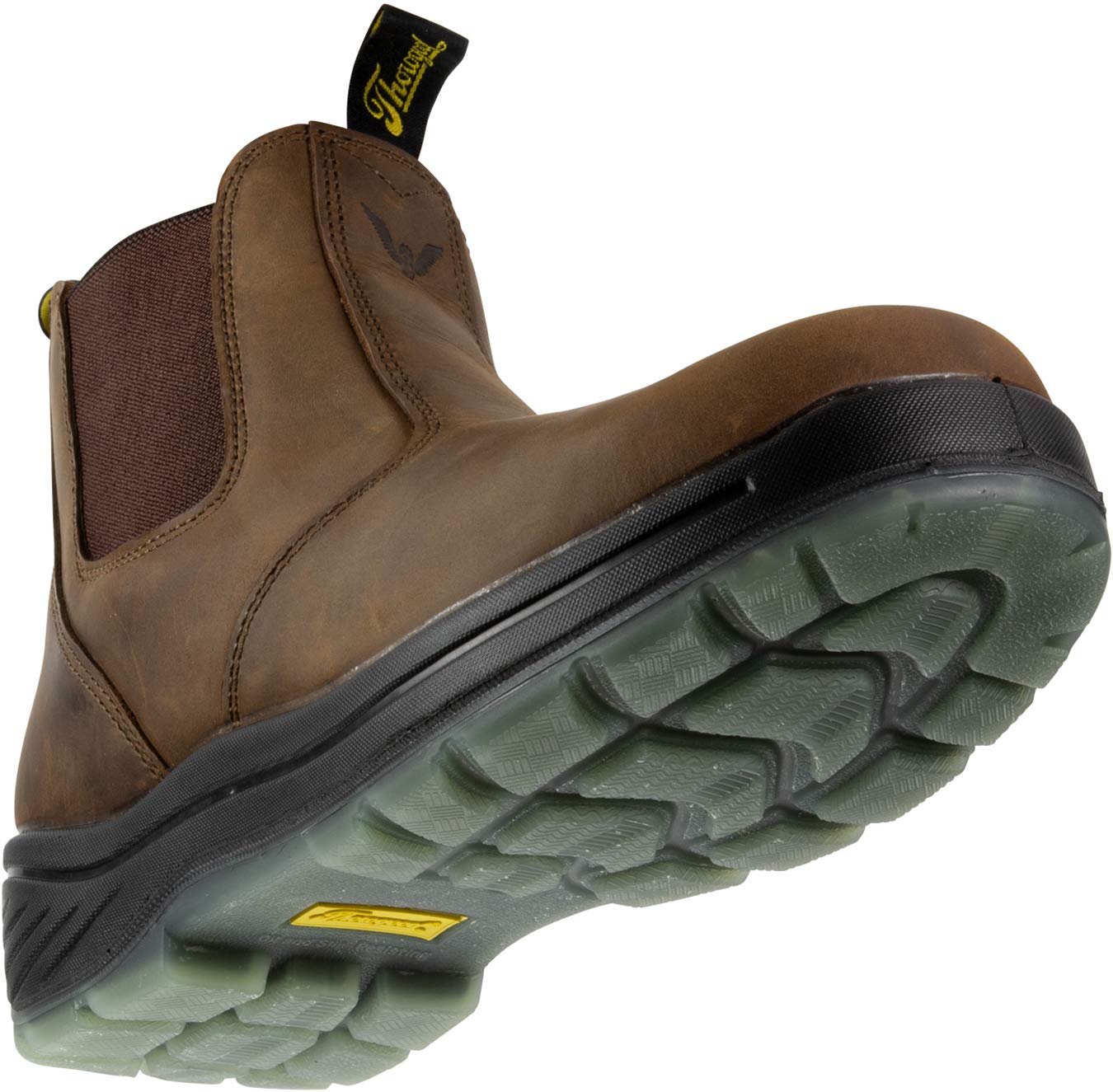 Thorogood Thoro-Flex 6” Slip On Work Boots for Men - Premium Leather with Comfort Footbed, Slip-Resistant Outsole, and Scuff-Free Translucent Bottom; EH Rated, Black/Trail Crazyhorse - 9.5 W US