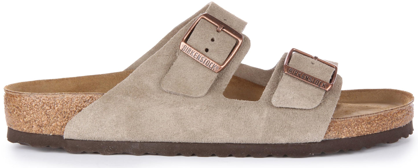 Birkenstock Classic Arizona Leather Unisex Adult Mules, Grey Taupe, 7